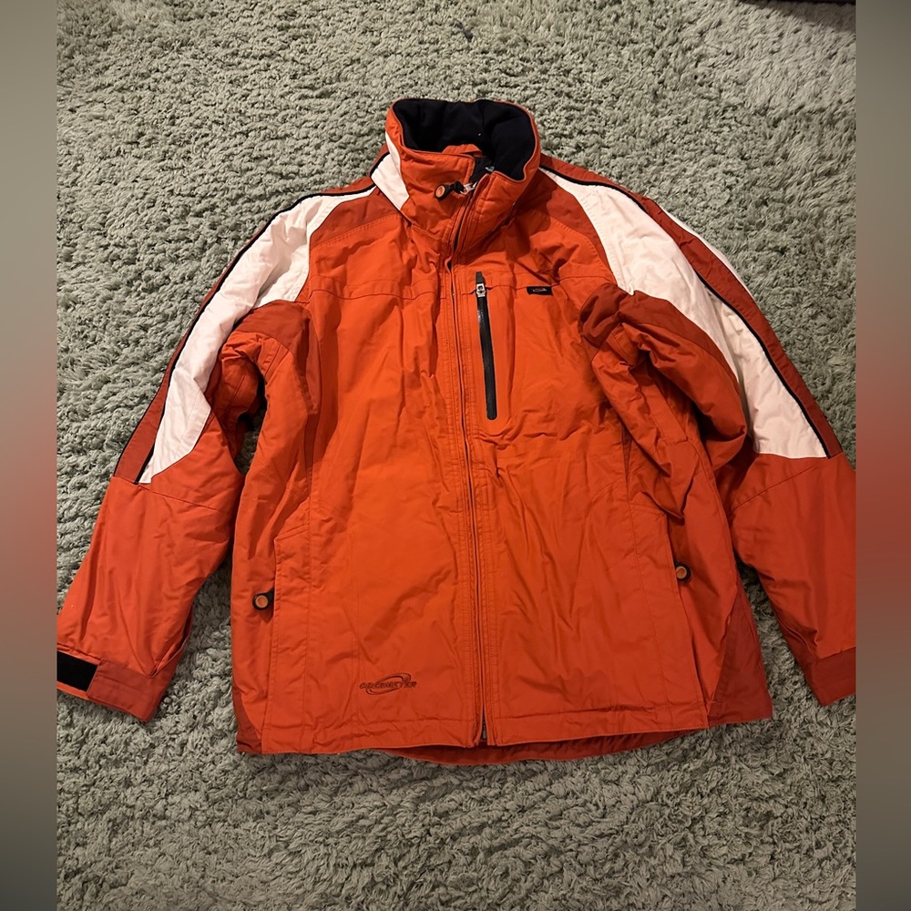 Women’s Orange and White Obermeyer Ski Snow Jacket Size Juniors 18 women’s Small